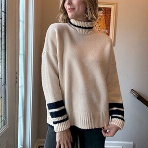 La Ligne Cream and Black Turtleneck Sweater